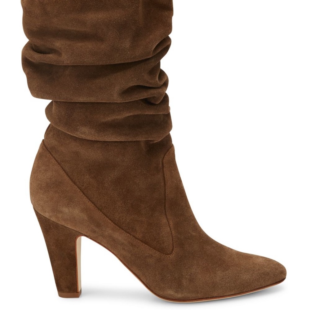 Manolo Blahnik
Women's Brown Ruched Mid-calf Suede Boots SZ 39